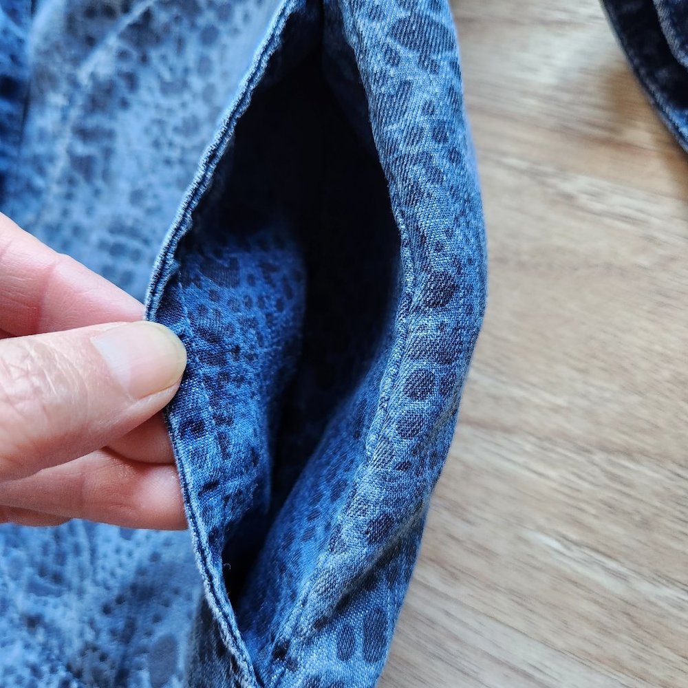 Cloth & Stone Anthropologie Blue Chambray Floral Shirt Dress Tie Waist Tencel - Picture 7 of 11